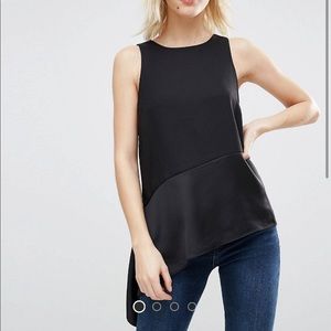 Asymmetrical black high neck top